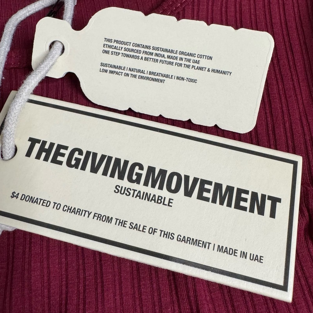 The Giving Movement Bodysuit Ribbed Long Sleeve Maroon Burgundy Size S — image 6 of 8